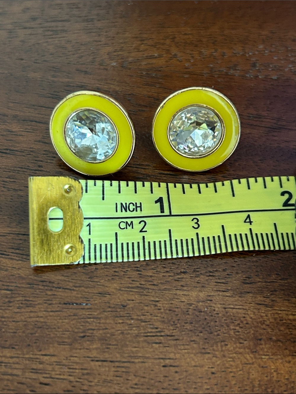 Yellow Enamel and Crystal Center Round Stud Earrings - Women Jewelry JCrew